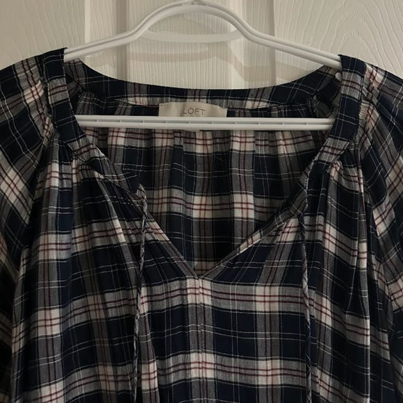 Size L Loft Plaid Blouse - Picture 2 of 3